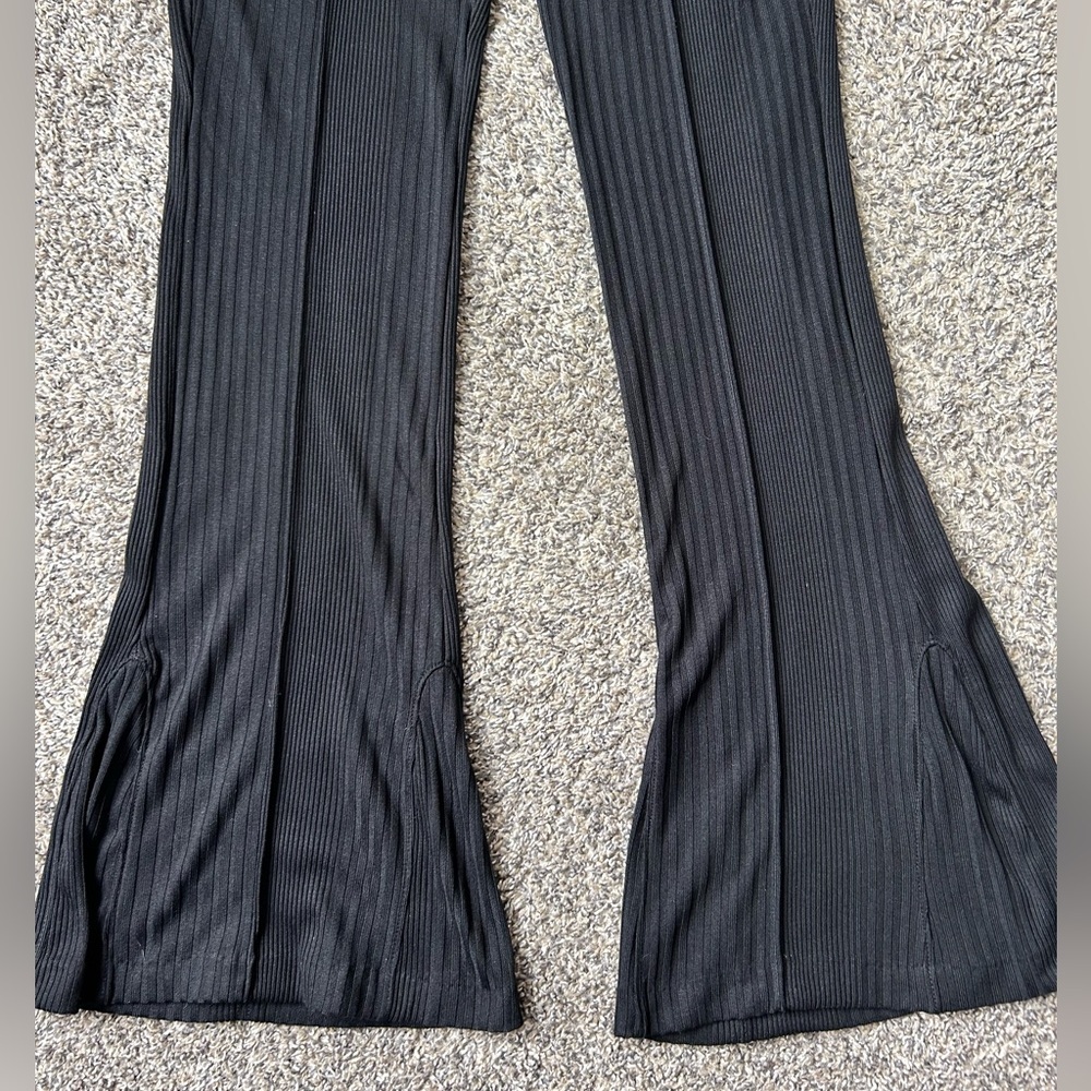 Maeve by Anthropologie Ribbed and Flared Black Pants size medium - Picture 3 of 9